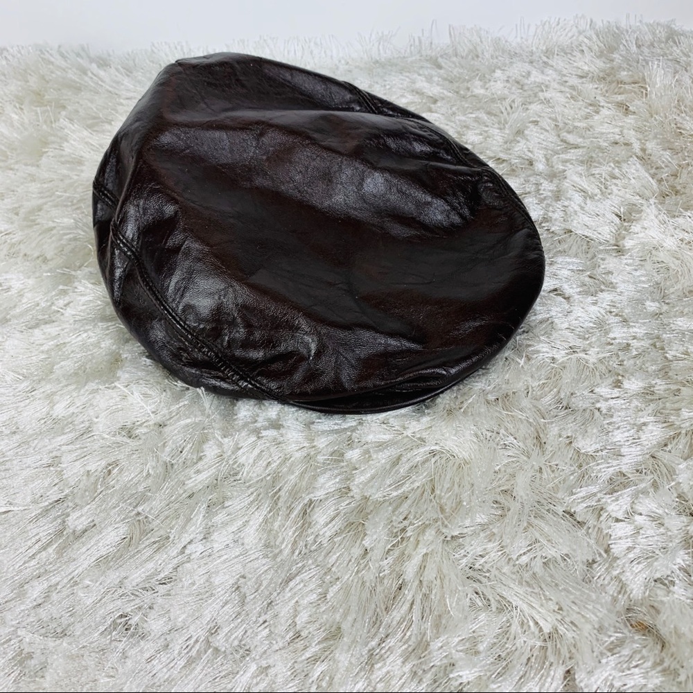 Vintage Dark Brown Leather Cap